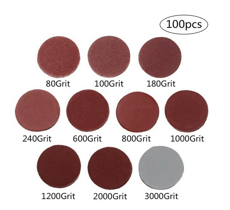 100PCS 2″ Sanding Discs Pad Kit+Backer Plate 1/4″ Shank Includes 80-3000 Grit