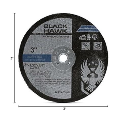 Metal and Stainless Steel Cut Off Wheels for Die Grinders – 3” x 1/32” x 1/4”