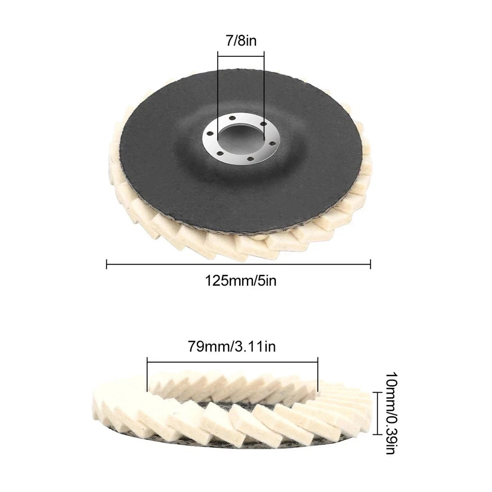 5pcs 5″ Wool Polishing Wheels Buffer Pads Flap Felt Polishing Finishing Disc