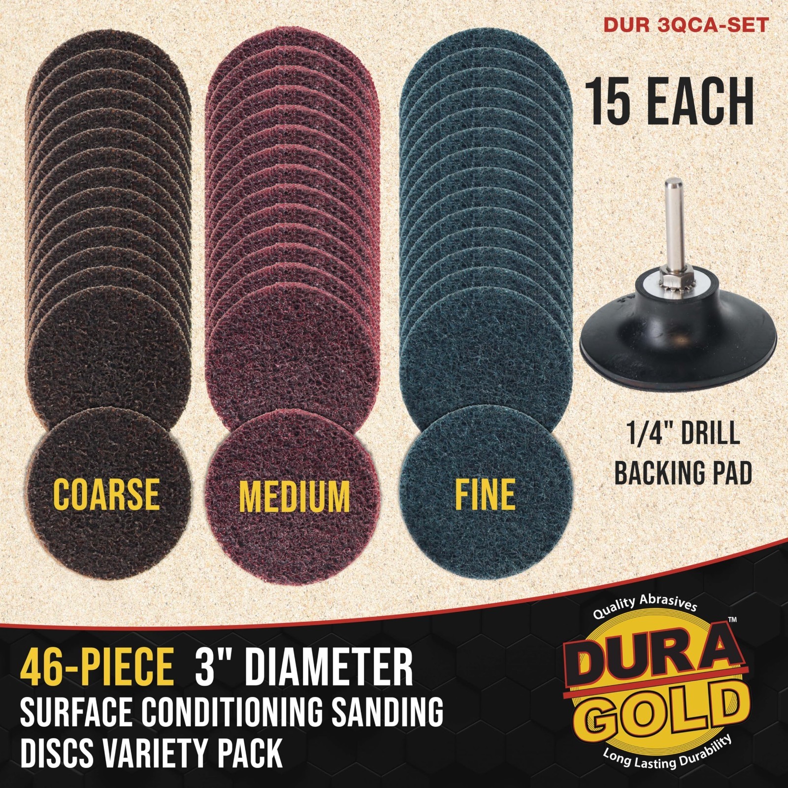 46-Piece 3″ Sanding Discs Variety Pack – Coarse, Medium, Fine Grit for Rust & Pa