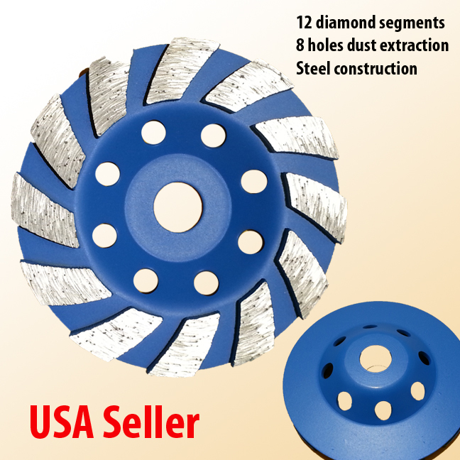4″ Diamond Grinding CUP Wheel Disc Grinder Concrete Granite Stone 5/8″ Turbo
