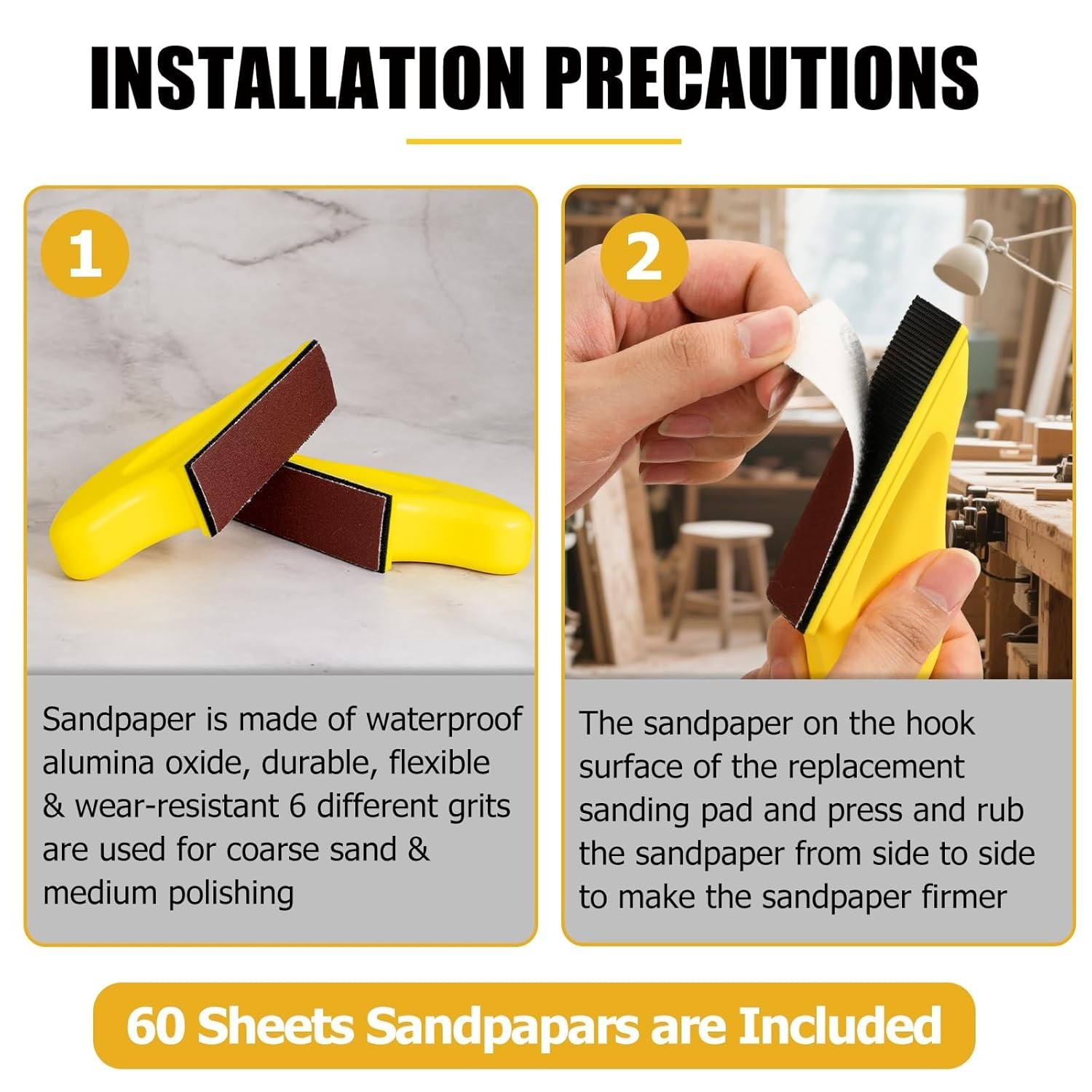 Micro Finger Sander for Crafts 2 Pack with 60 PCS 3.5 X 1 Inch Sandpaper 80 120