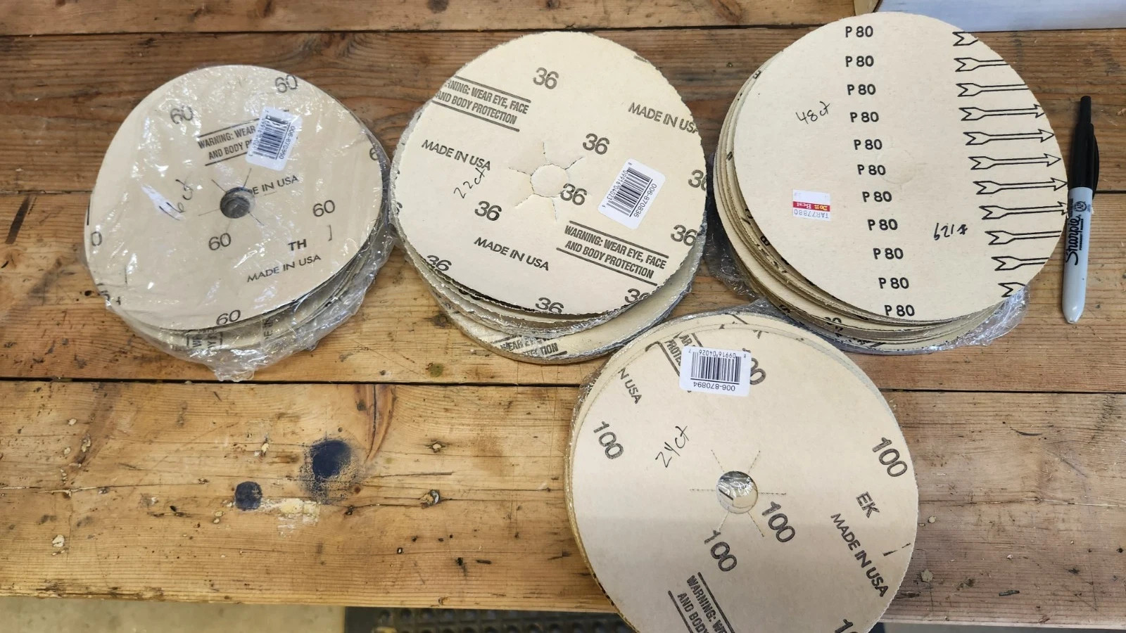 7″ Floor Sander Sanding Disc Lot 36 60 80 100 Grit Edger Edging Machine USA