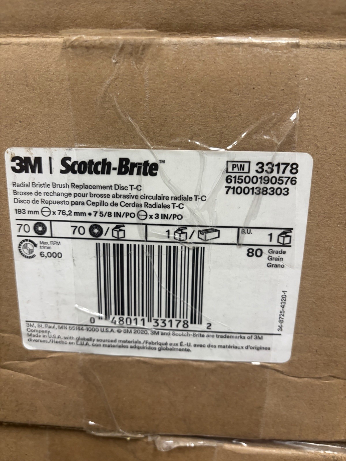 3M Radial Bristle Disc – Ceramic 80grit 7.5/8”PN 33178 (Pack Of 10)