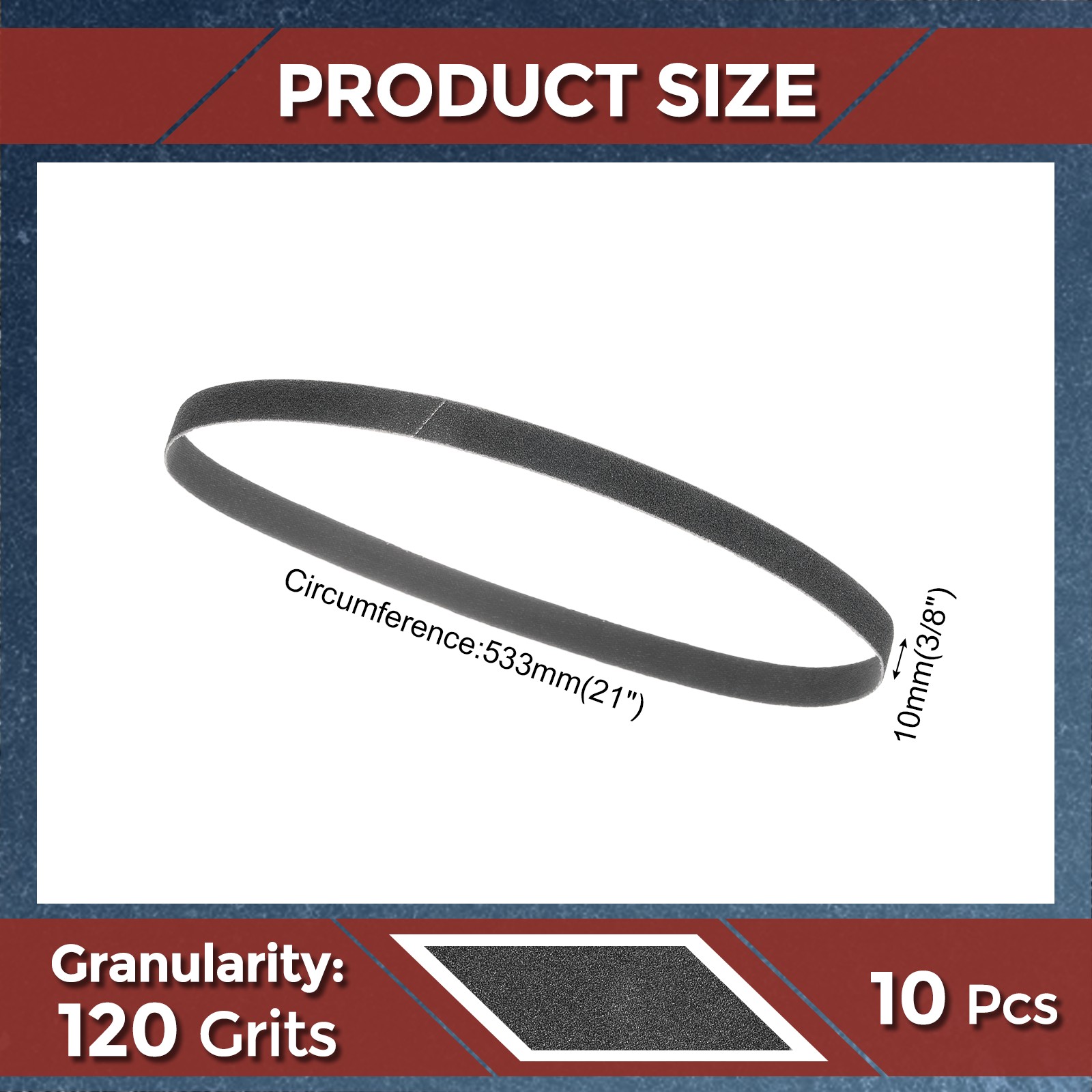 10Pack Sanding Belt, 3/8 x 21 Inch 120 Grit Silicon Carbide Abrasive Belt