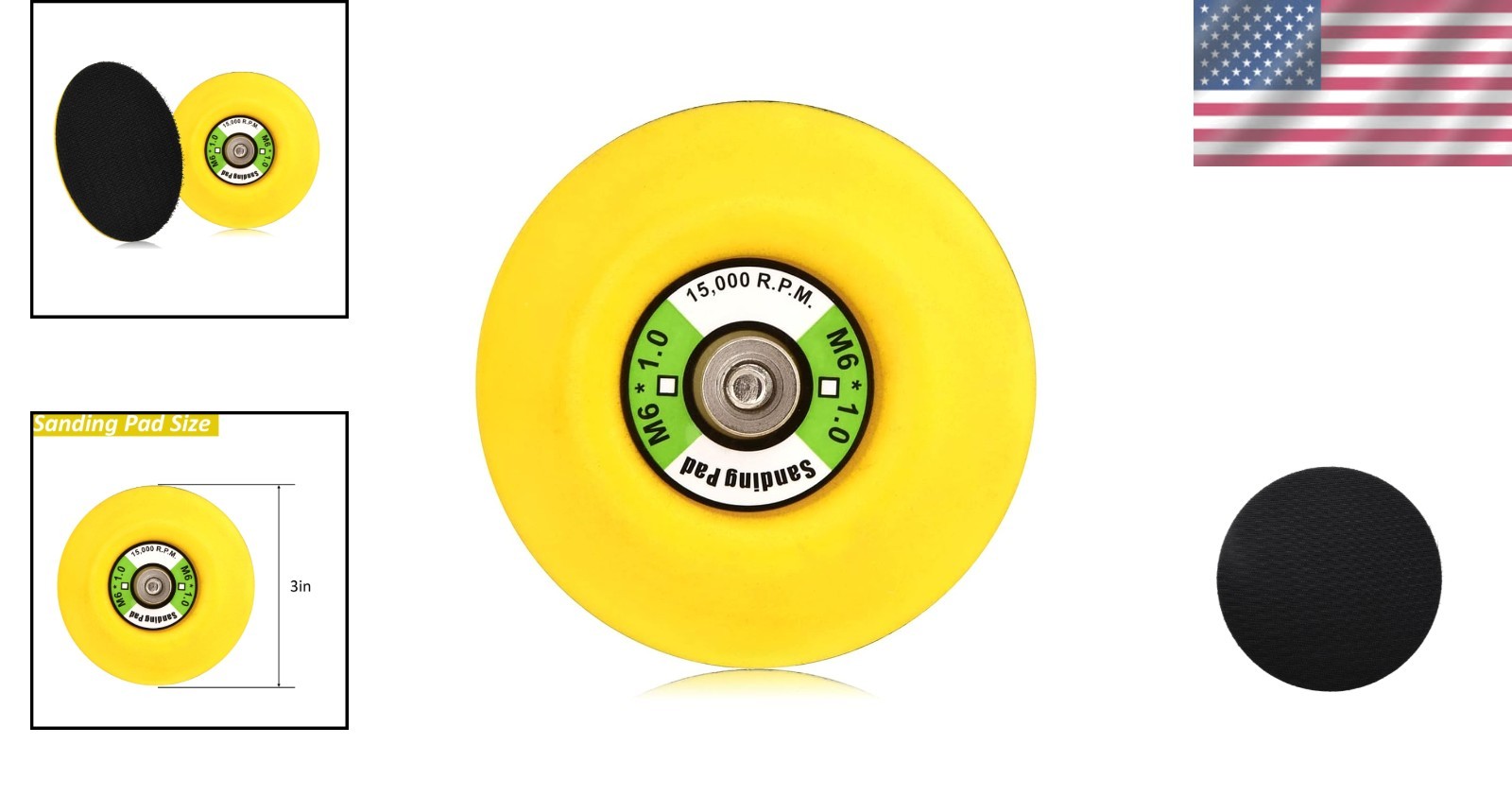 Versatile 3-Inch Sanding Back Pad with M6 Thread for Smooth Polishing & Grinding