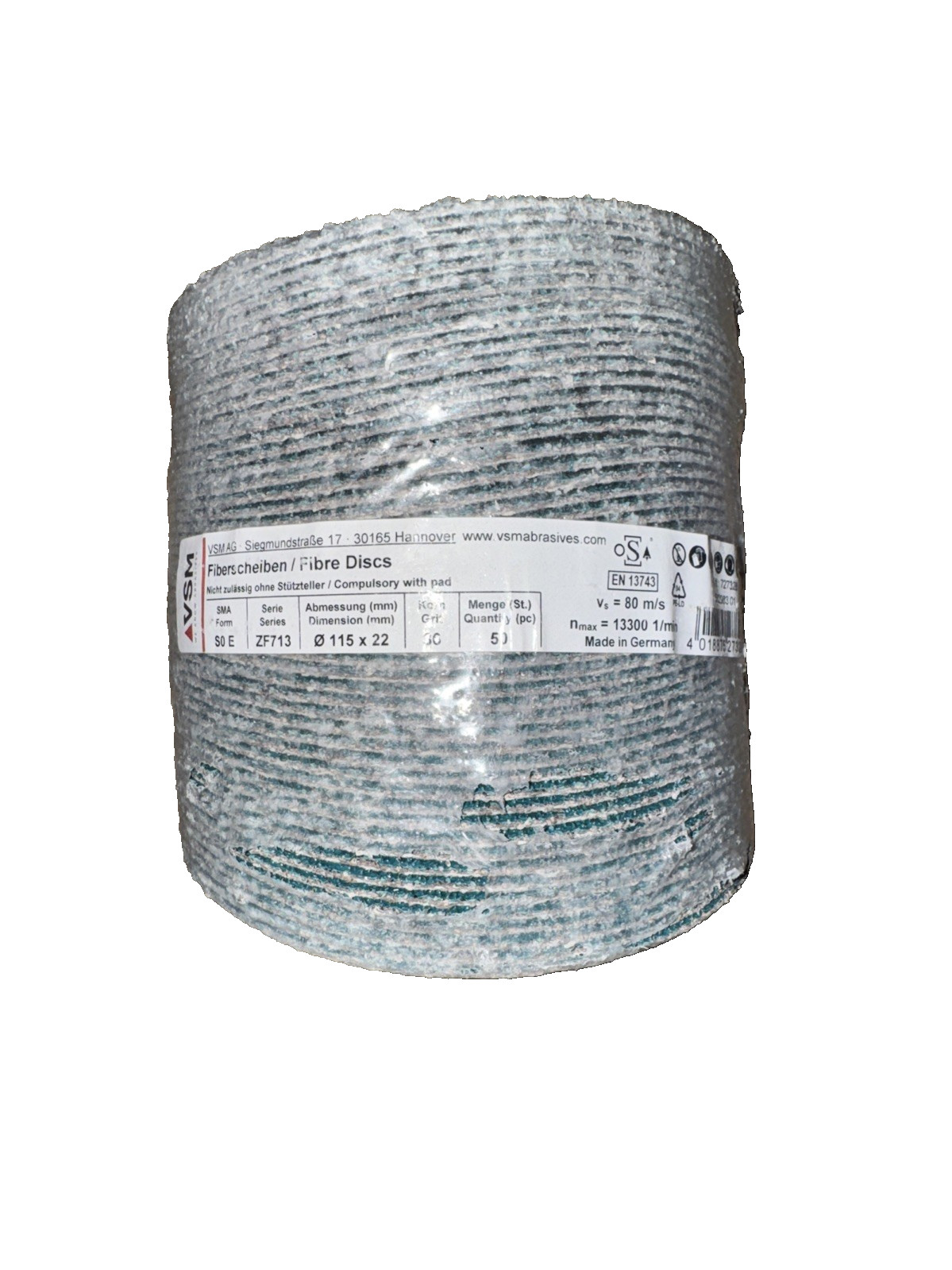 VSM Fiber Discs ZF713 115MMx22MM 36 Grit 50 Pack