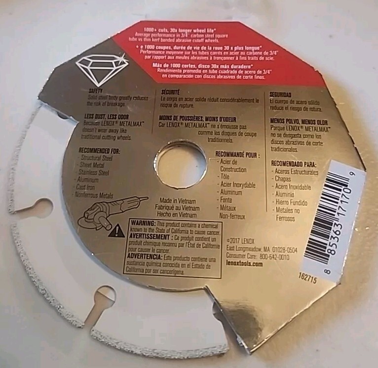 Lenox Metal Max Diamond Edge Wheel 4″ x .05 x 5/8″ #1972920