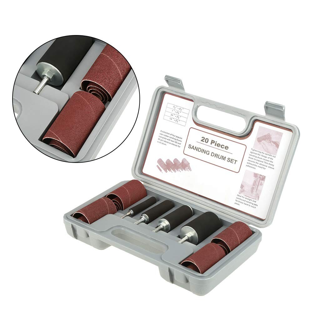 Speed Drum Sander Kit, Spindle Sanding Drum Sander Tool Kit Set with Case for…
