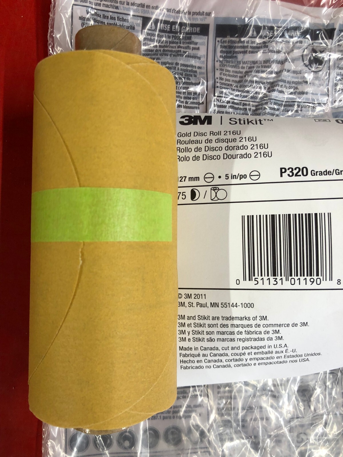 3M 01190 STIKIT ALUMINUM OXIDE PSA (75) DISC ROLL 216U 5″ INCH P320 GRIT GRADE