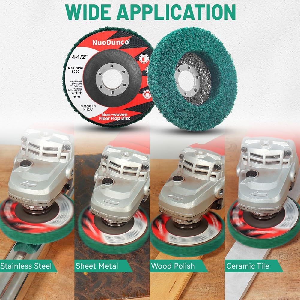 4.5″ Nylon Scour Flap Disc Set 180 & 320 Grit for Metal Wood Polishing (10pcs)