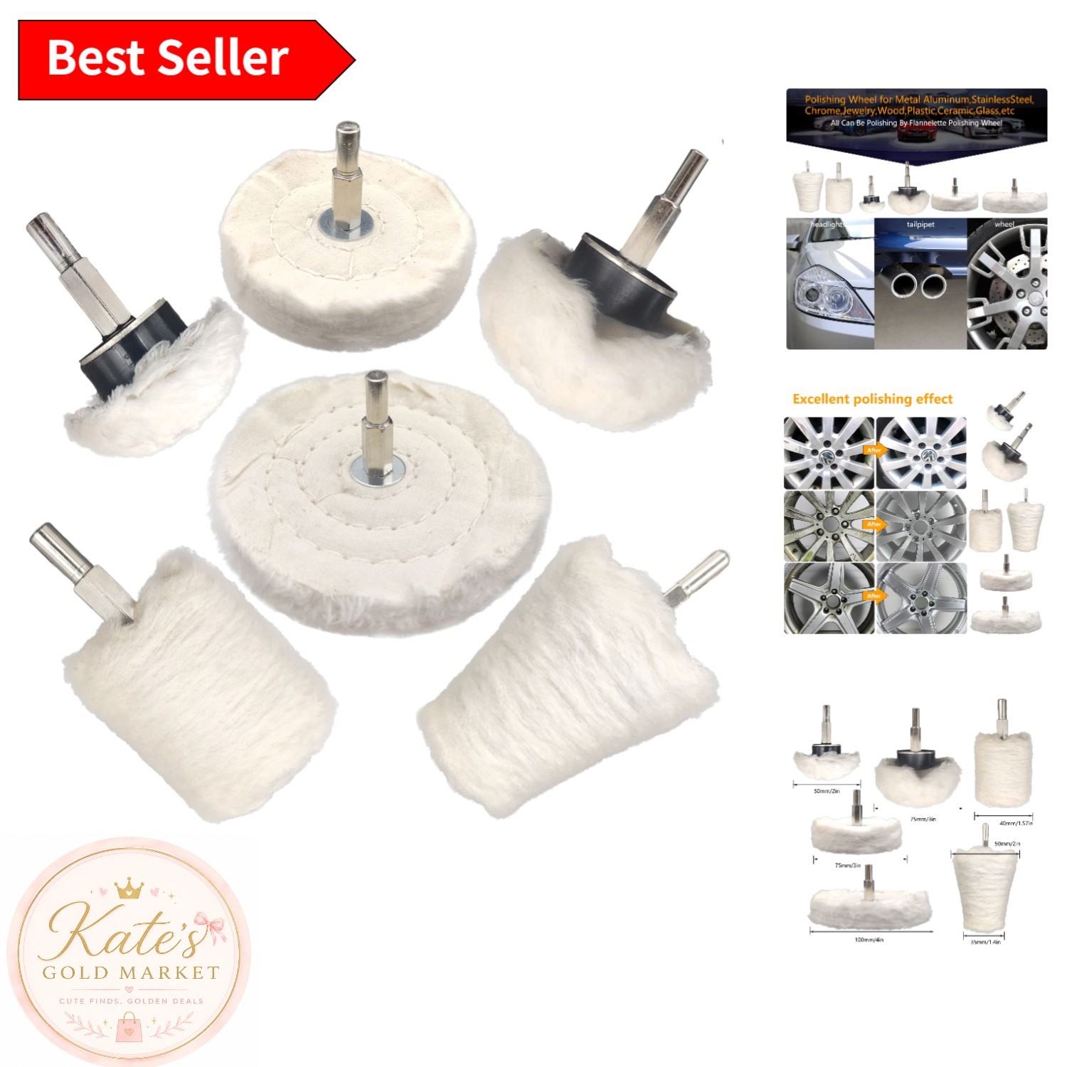 Versatile 6-Piece Buffing Pad Set for Electric Drill – Ideal for Metal & Glass