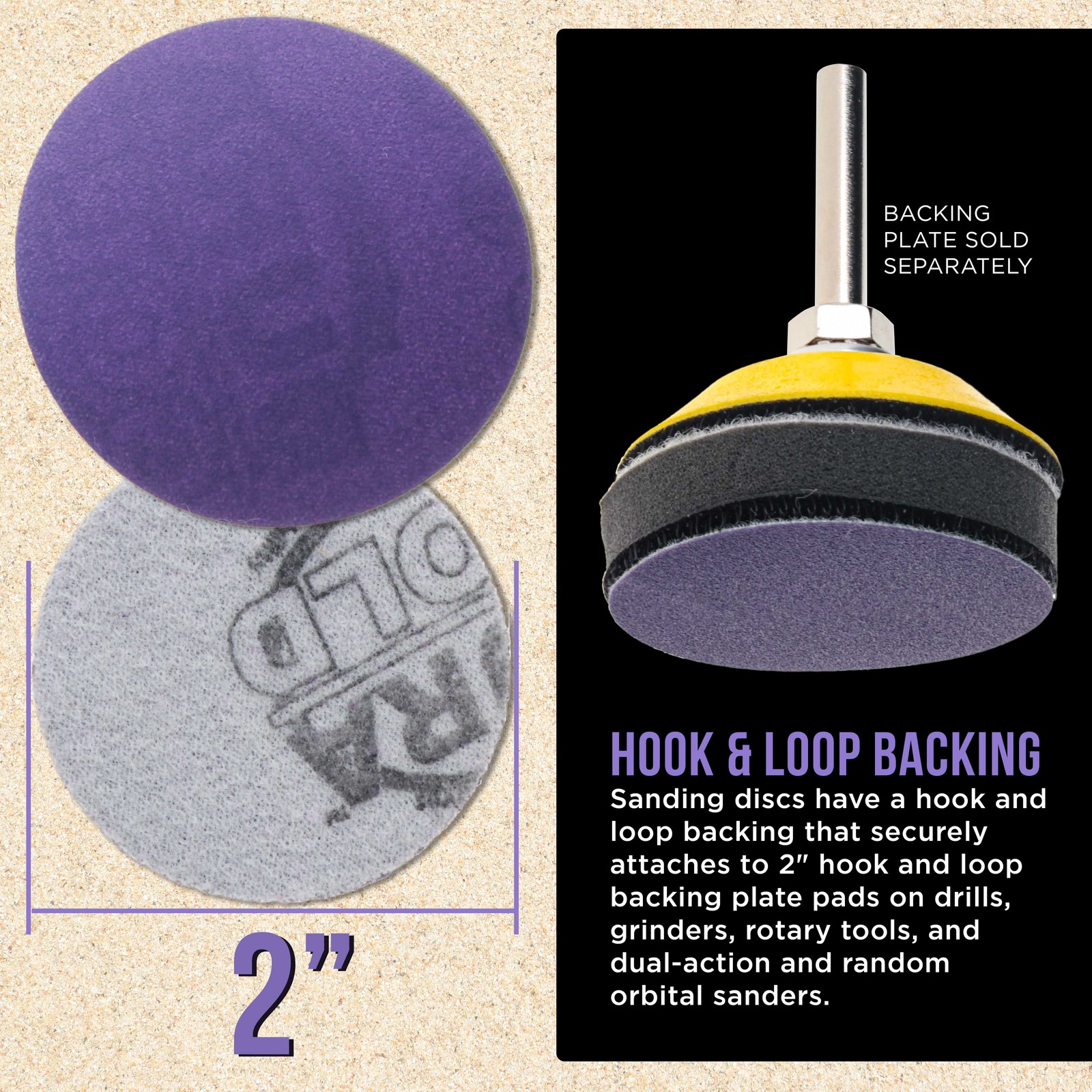 320 Grit 2″ Purple Ceramic Sanding Discs, Box of 30 – Hook & Loop Sandpaper