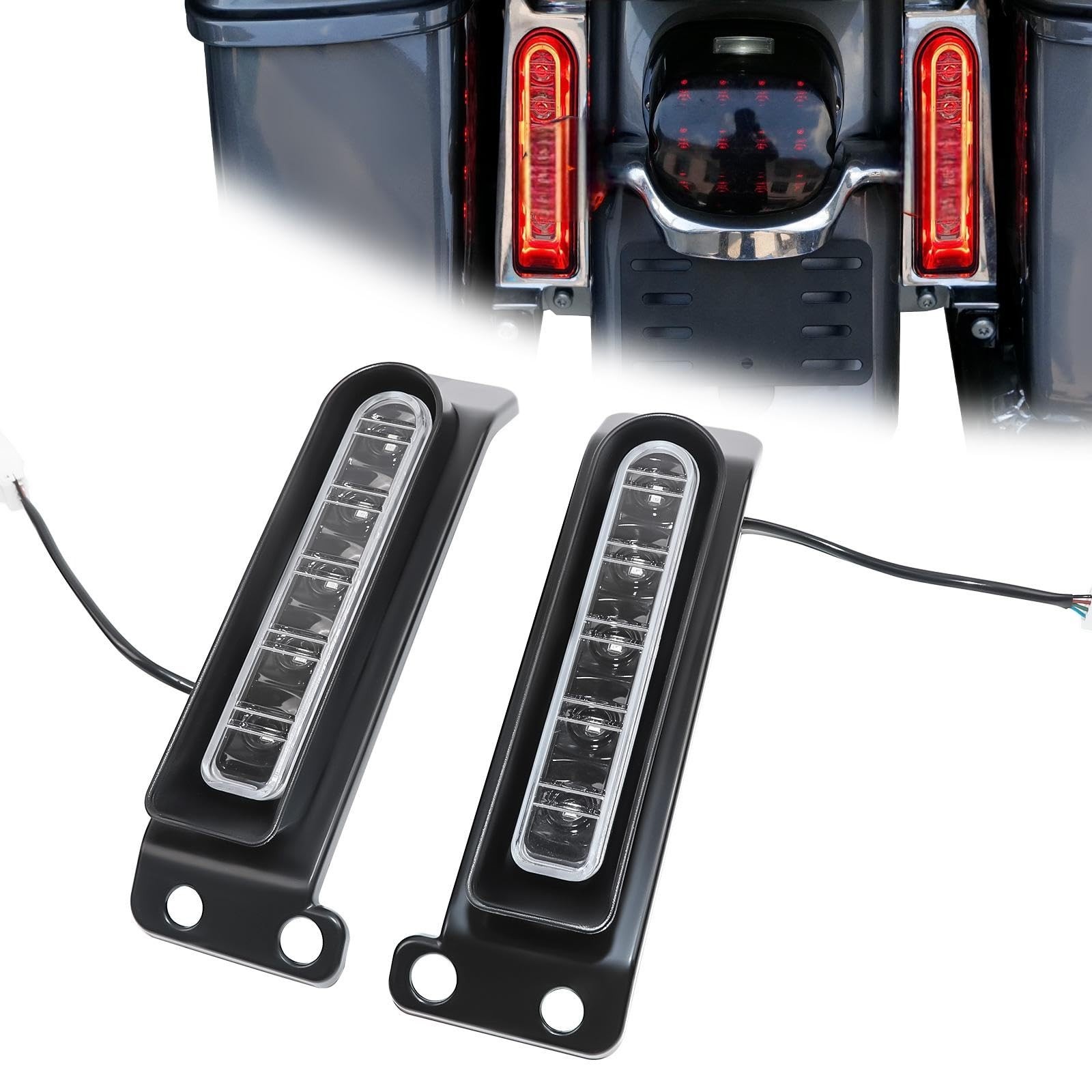 Rear Fender Saddlebag Tail Lights, LED Filler Panel Light w/Run Brake Turn Si…