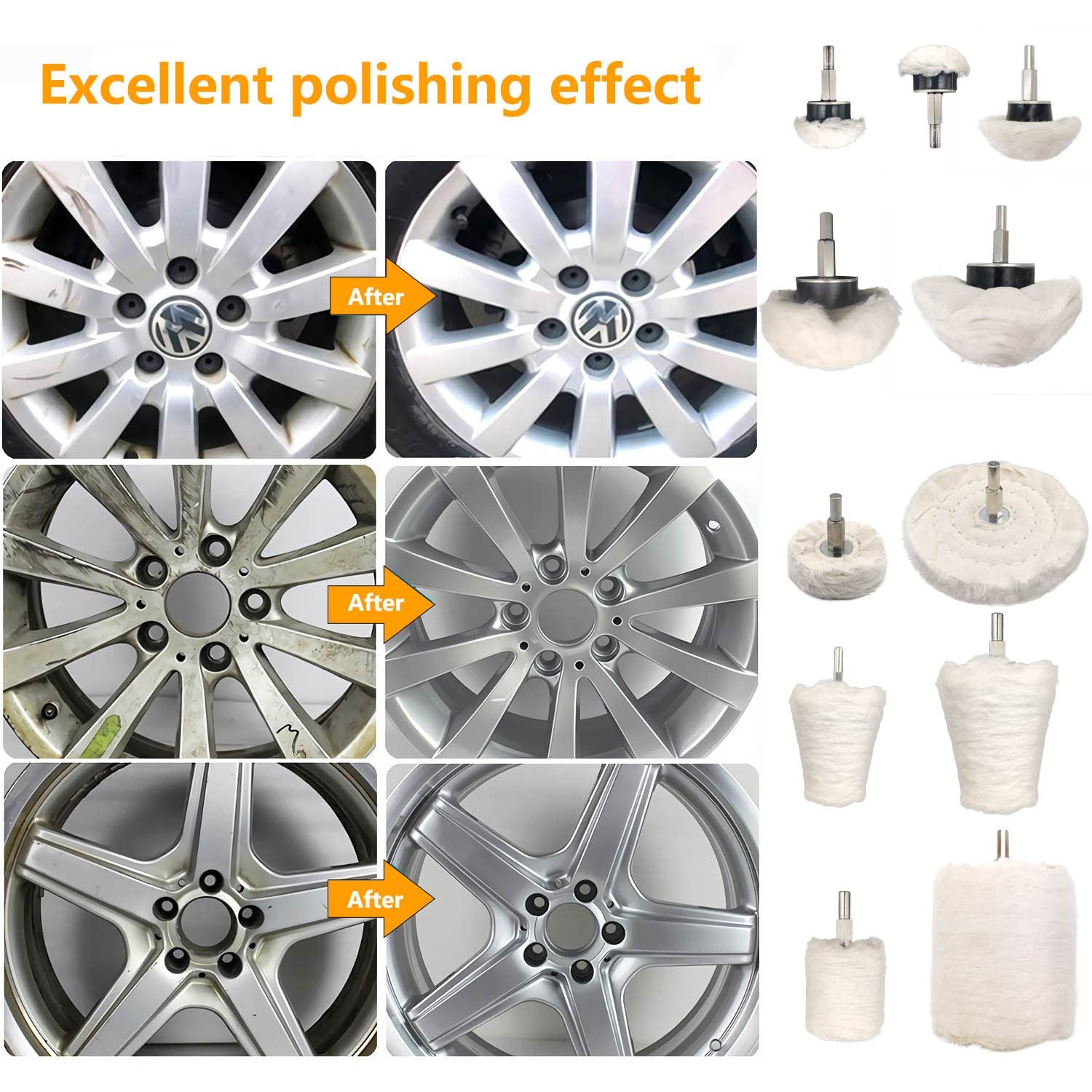 11 pcs Buffing Wheel for Drill, Buffing Pad Polishing Wheel Kits, Wheel Shape…
