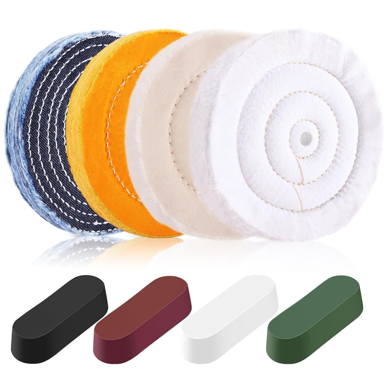 8PCS 6 Inch Buffing & Polishing Wheel Kit for Bench Grinder, 1/2″ Arbor…
