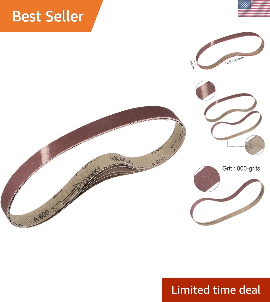 Durable 1″ x 30″ 800 Grit Sanding Belts – Perfect for Wood and Metal Finishing