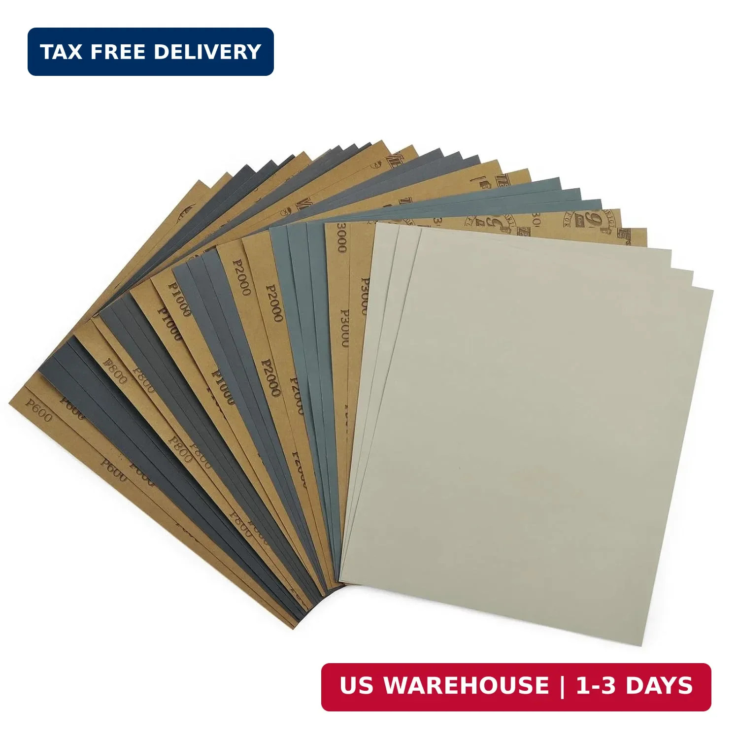 Sandpaper Assortment Grit 600 800 1000 2000 3000 25PCS, Wet Dry Sandpaper Sheets