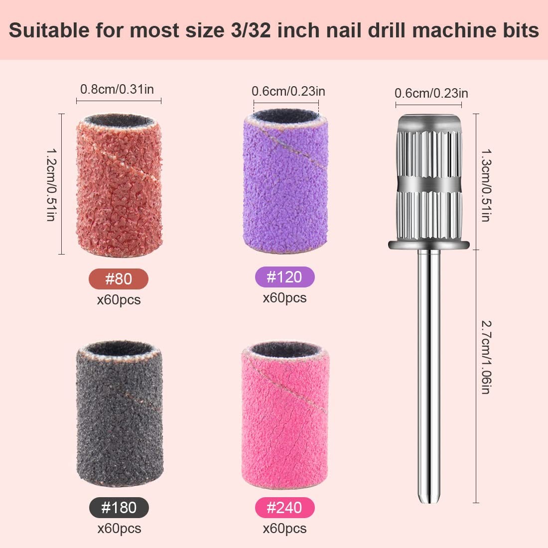 242 Pcs Nail Drill Sanding Bands Set Electric File Refills
