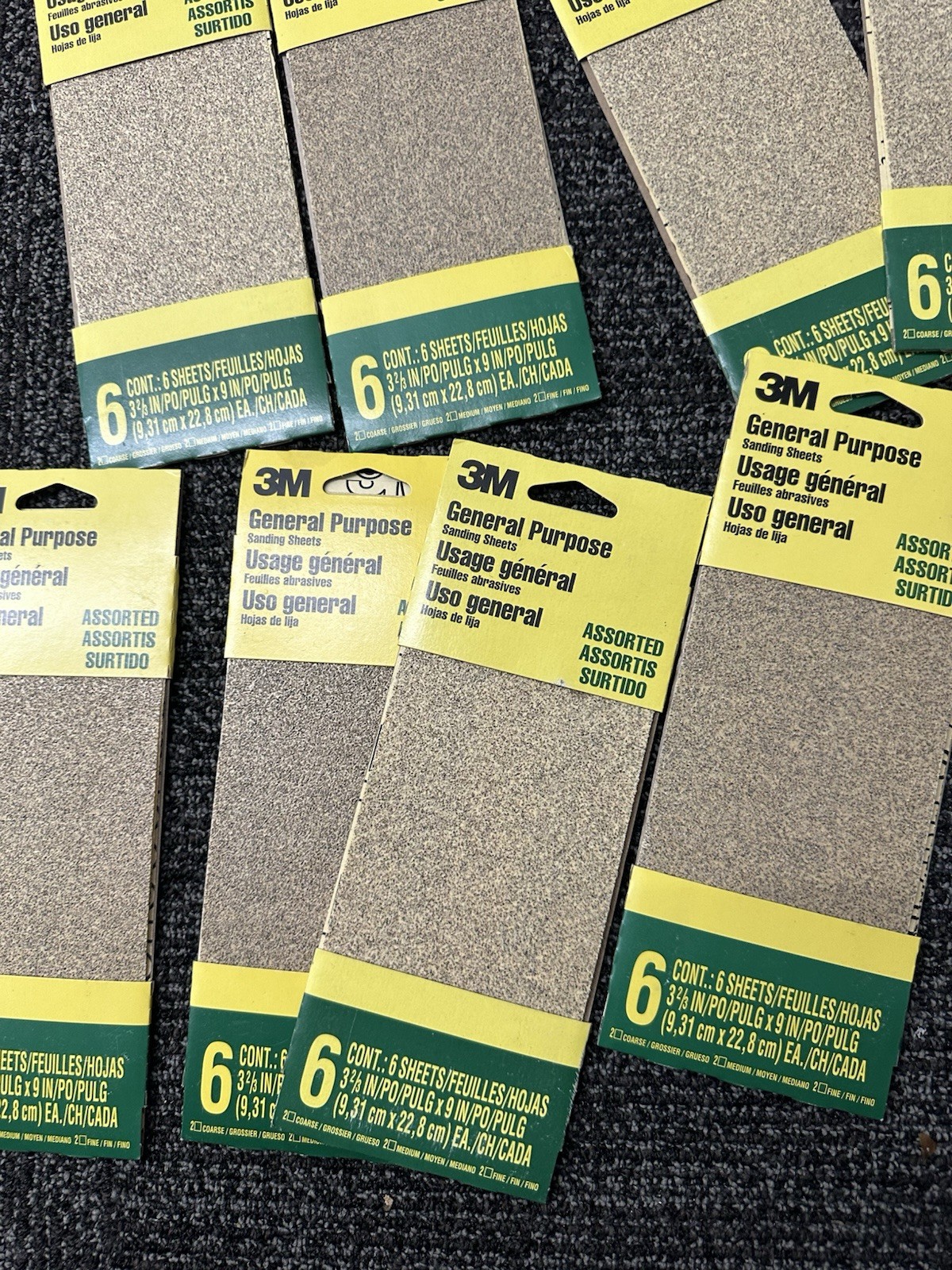 Lot of 23 3M 3-2/3 in. x 9 in. Aluminum Oxide Coarse Sanding Sheets