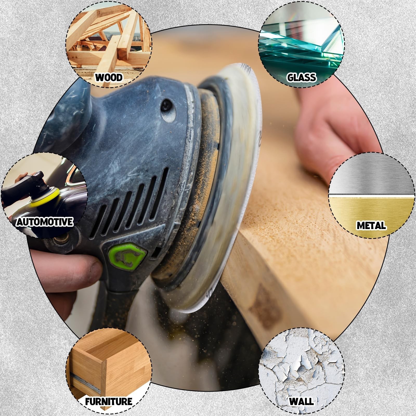 200 Pcs 5″ Hook & Loop Sanding Discs, Wet/Dry, Assorted Grits 320-10000, Orbital