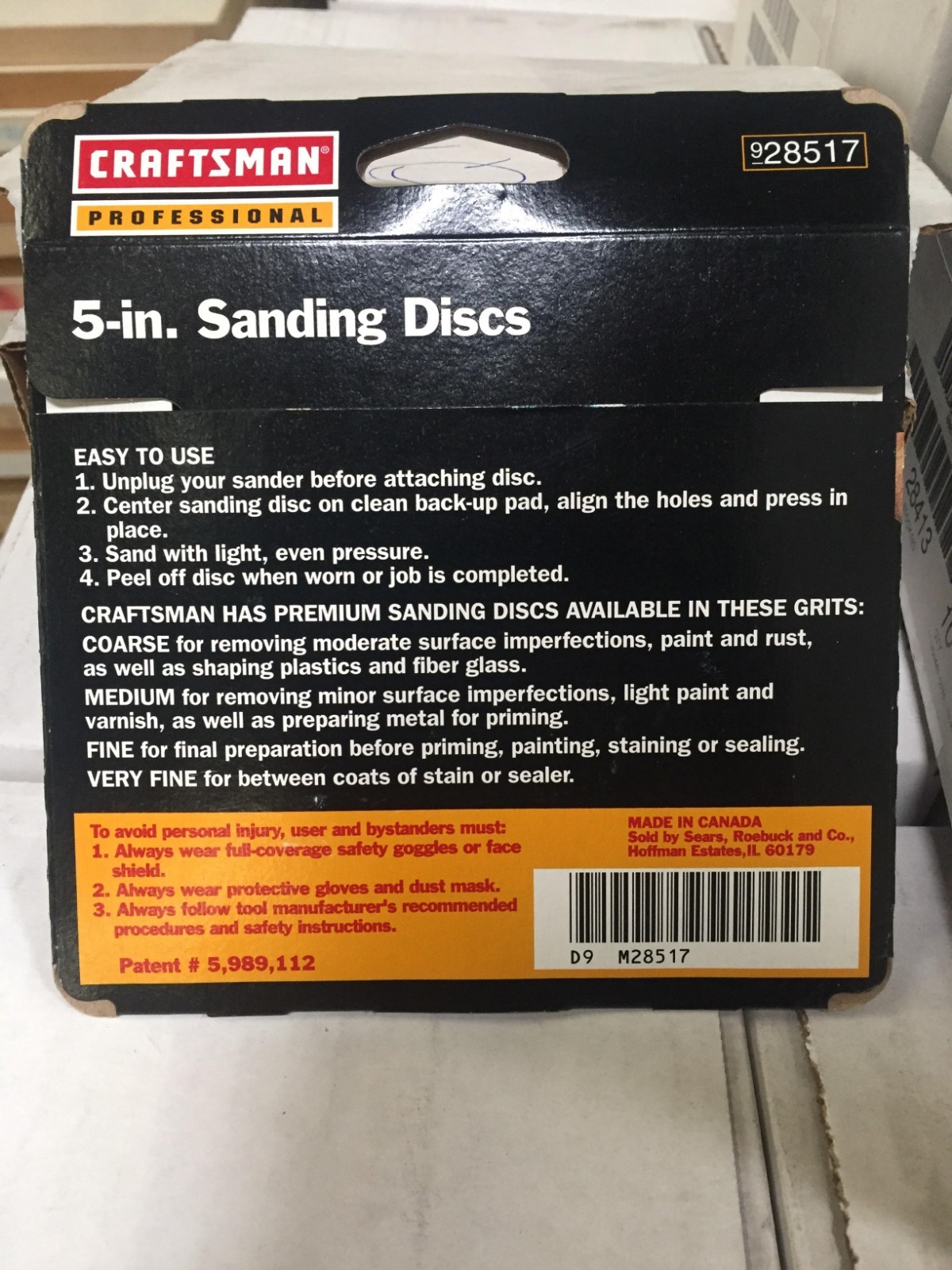 Craftsman Pro Hook and Loop 150 Grit Fine 5 Inch Sanding Discs 3 Pack
