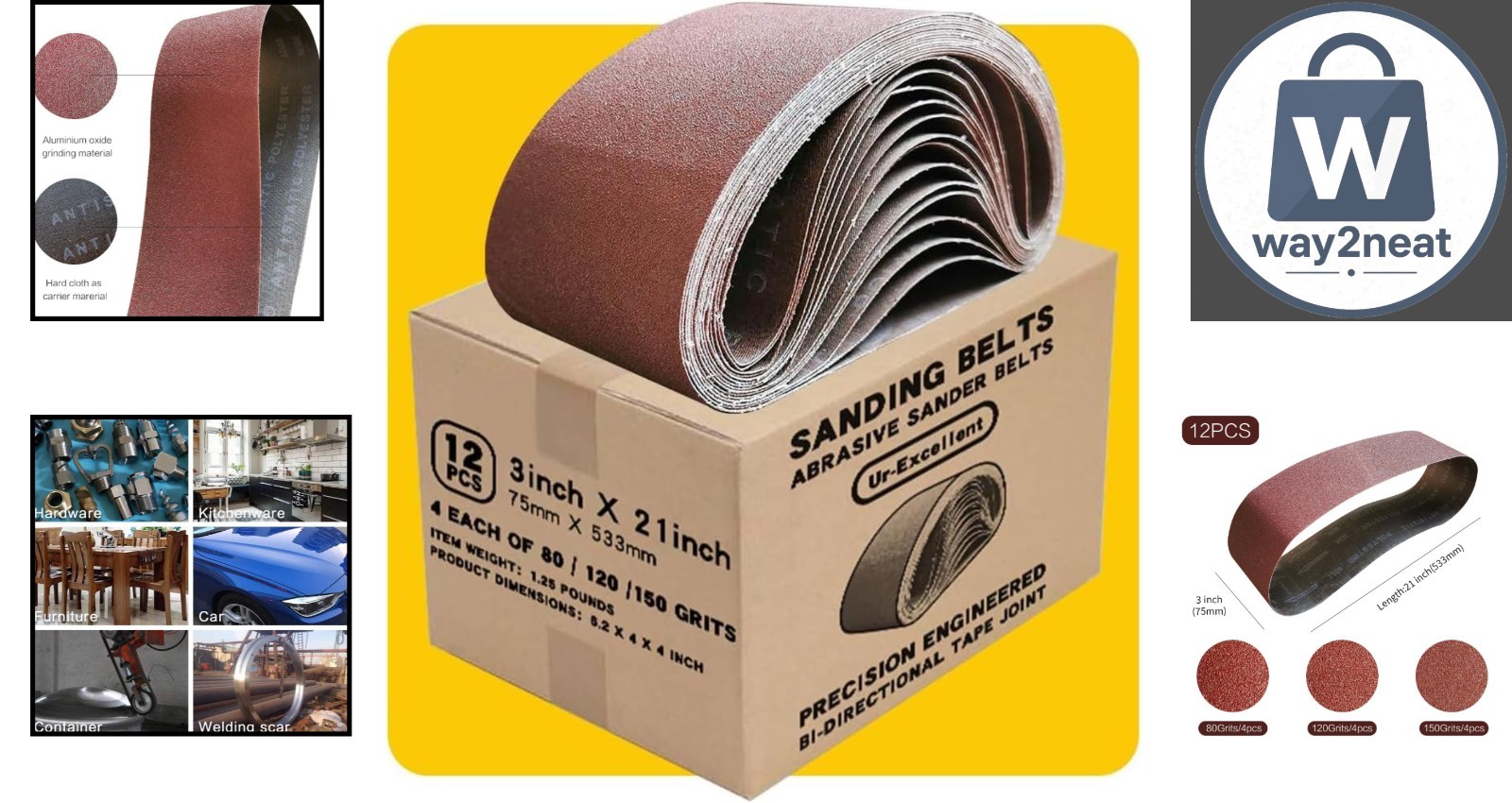 Durable 12-Piece Aluminum Oxide Sanding Belts – 3×21 Inch for All Projects