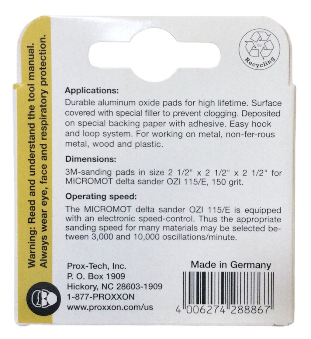 Proxxon 28886 Sanding Pads For OZI 115/E 280 grit Box of 5 (V5)