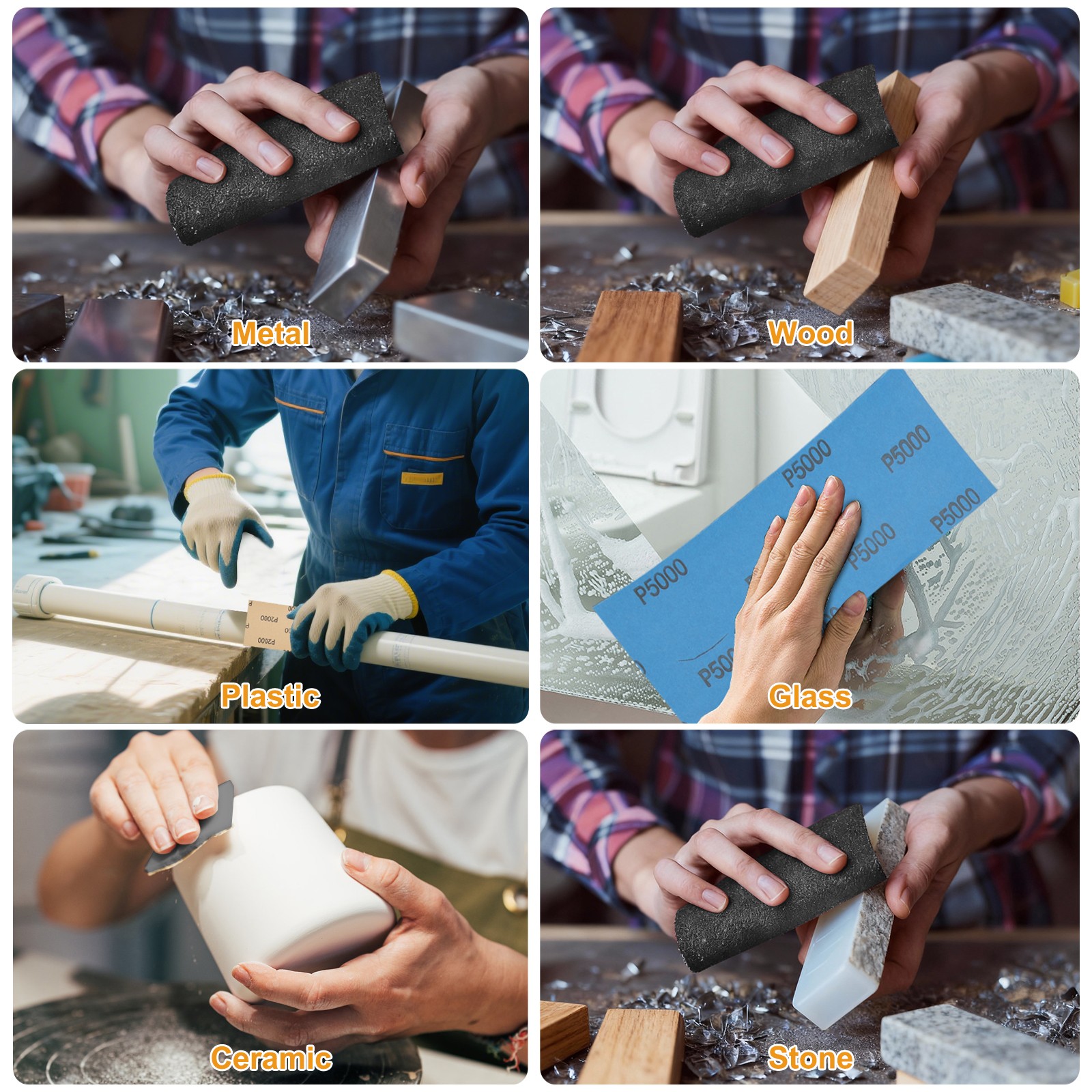 45x Wet Dry Sandpaper 120-5000 Grit Silicon Carbide Sanding Sheet designed for W