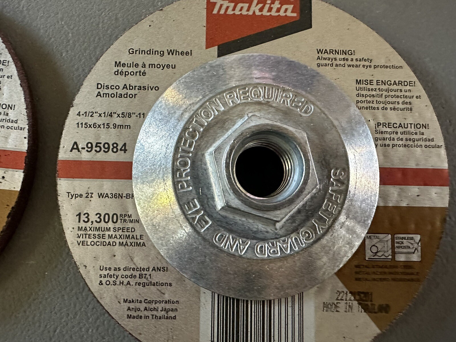 2 Makita 4-1/2 In. X 1/4 In. X 5/8-11 In. Inox Grinding Wheel, 36 Grit