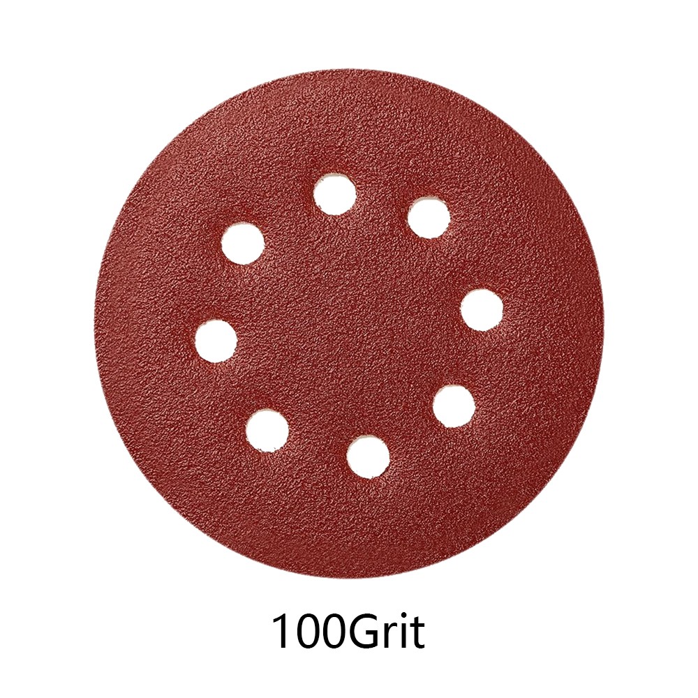 100PCS 100 Grit 5″ Sanding Discs Hook Loop 8 Hole Sandpaper Orbital Sander Paper