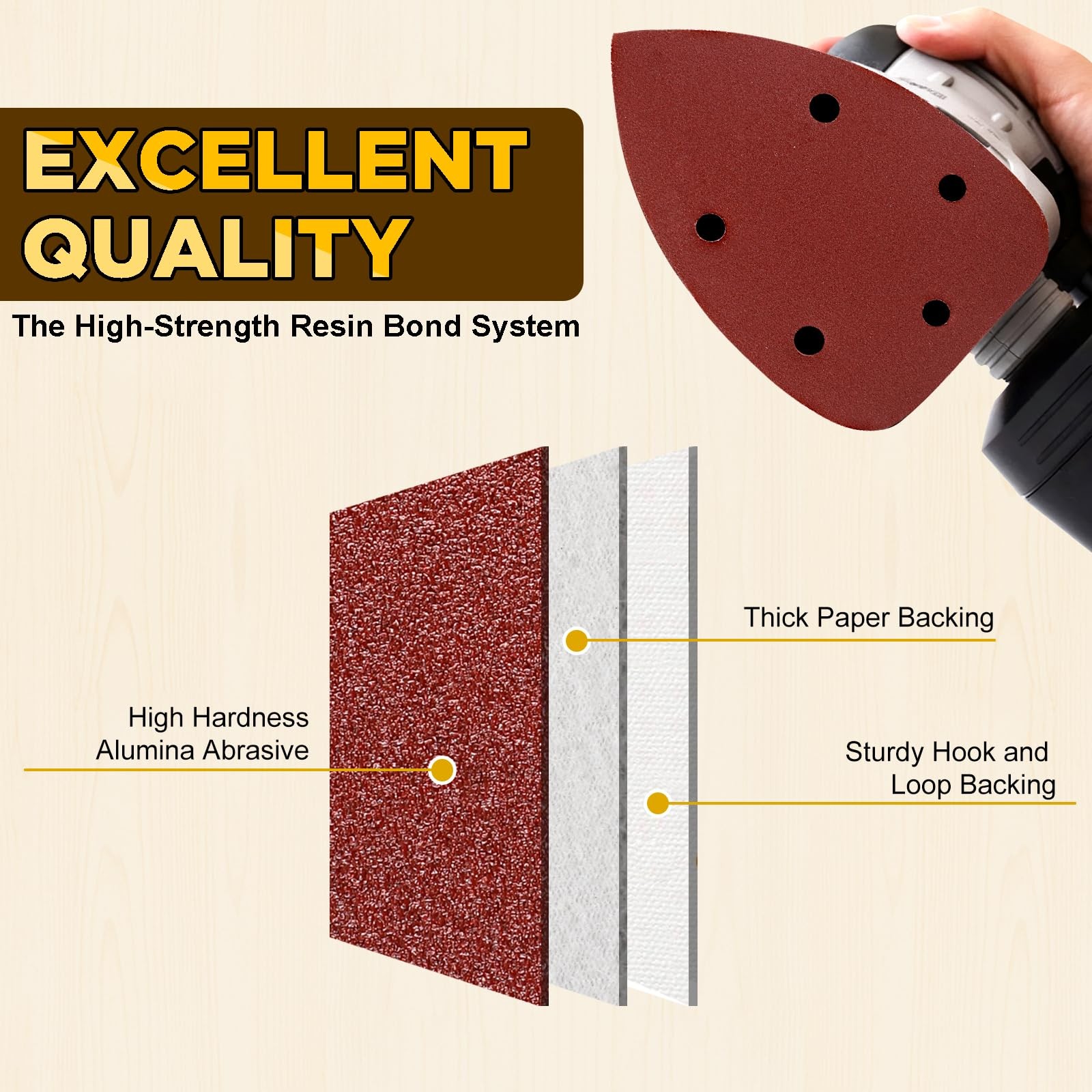 55pcs Mouse Detail Sander Sandpaper Premium Triangle Sanding Pads 9 Grits 40-800