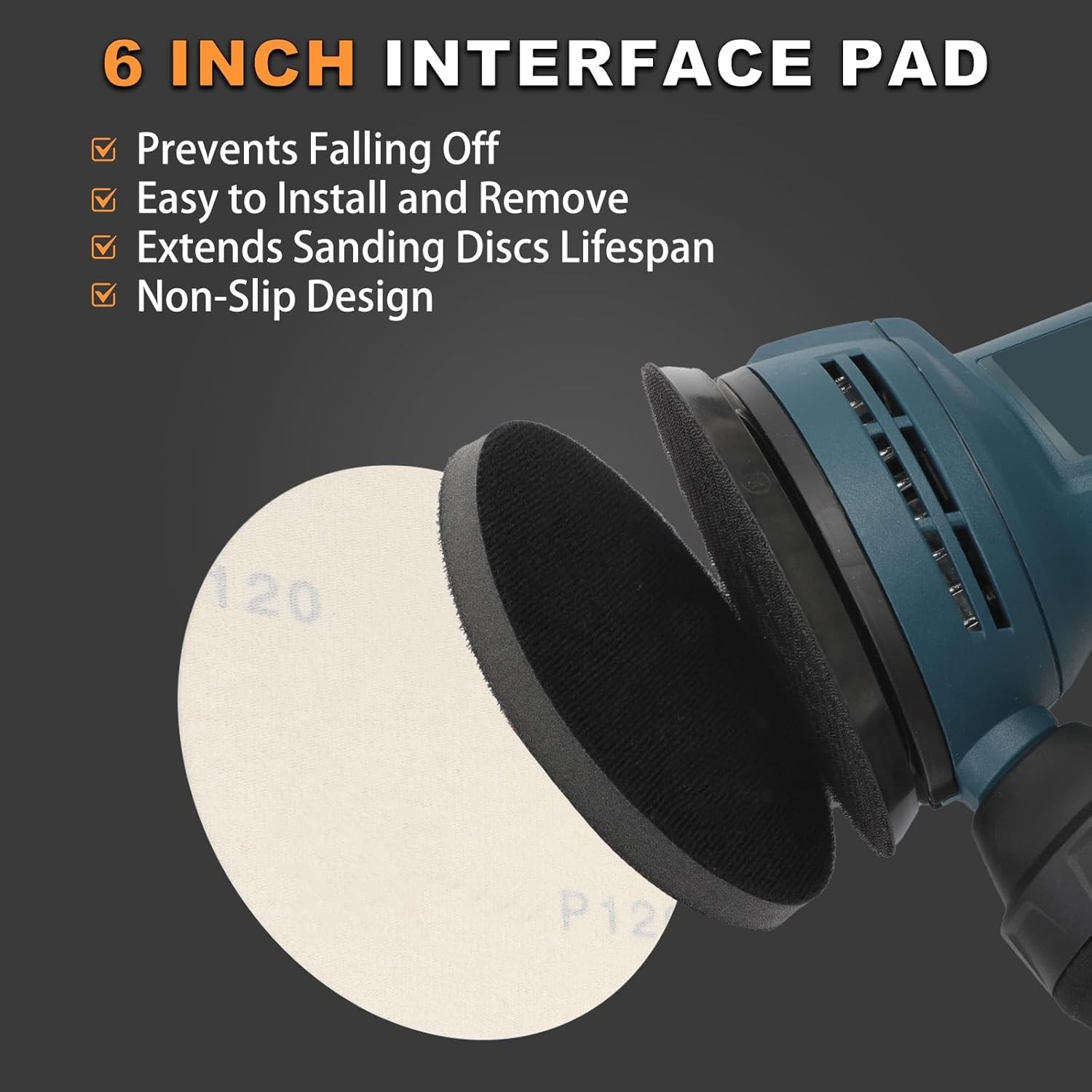 BMOTL 6-Inch No-Hole Interface Pad 5 Pack Hook Loop Foam Sanding Discs Backi…