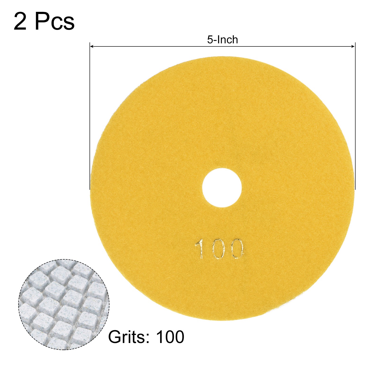 Diamond Polishing Pad 5-Inch 100 Grits Wet/Dry Grinding for Floor 2pcs