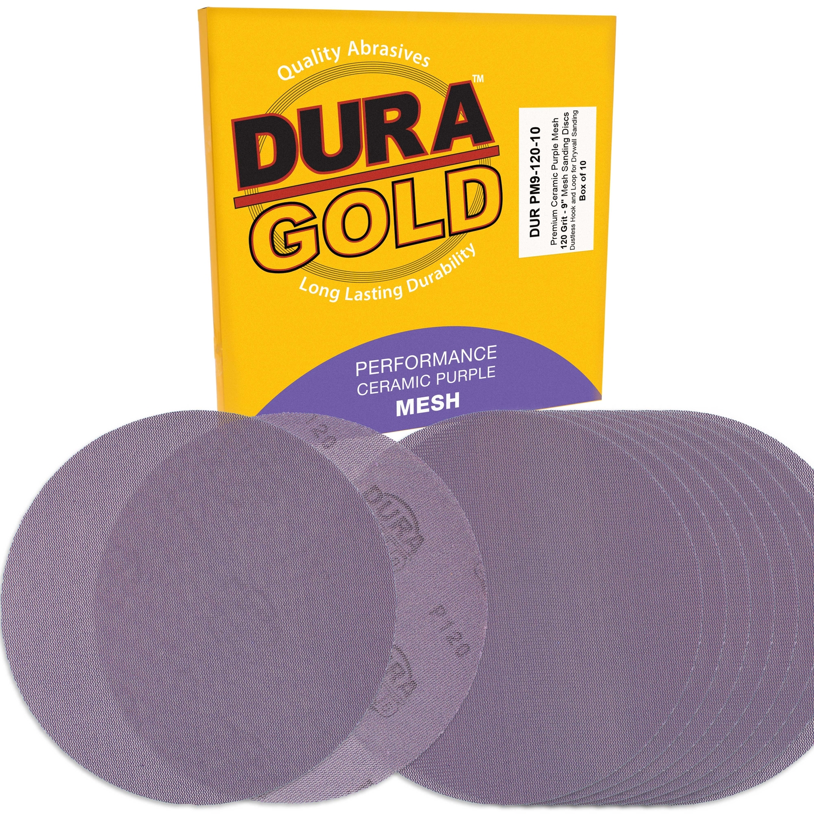 120 Grit 9″ Purple Ceramic Mesh Sanding Discs, Box of 30 – Hook & Loop Sandpaper