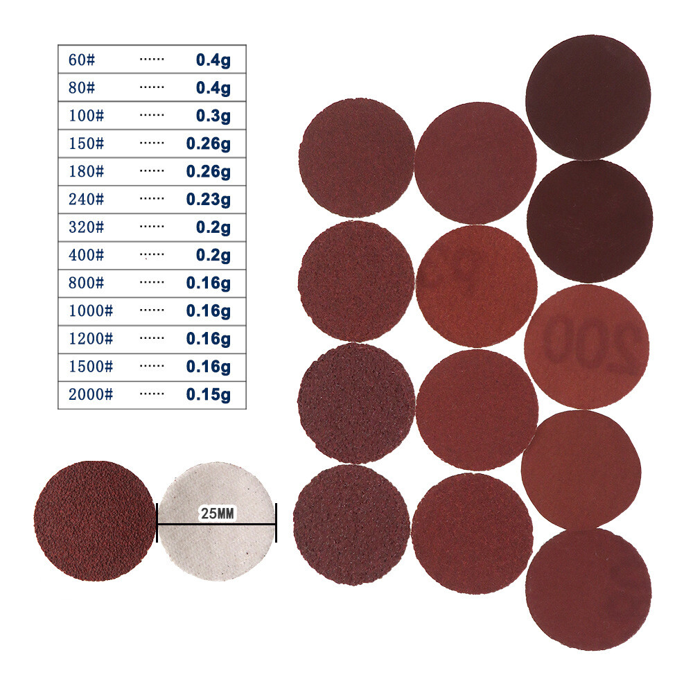 100 Pcs 1″ 25mm Red Sandpaper Dry Abrasive Sanding Discs Polishing 60-2000 Grit
