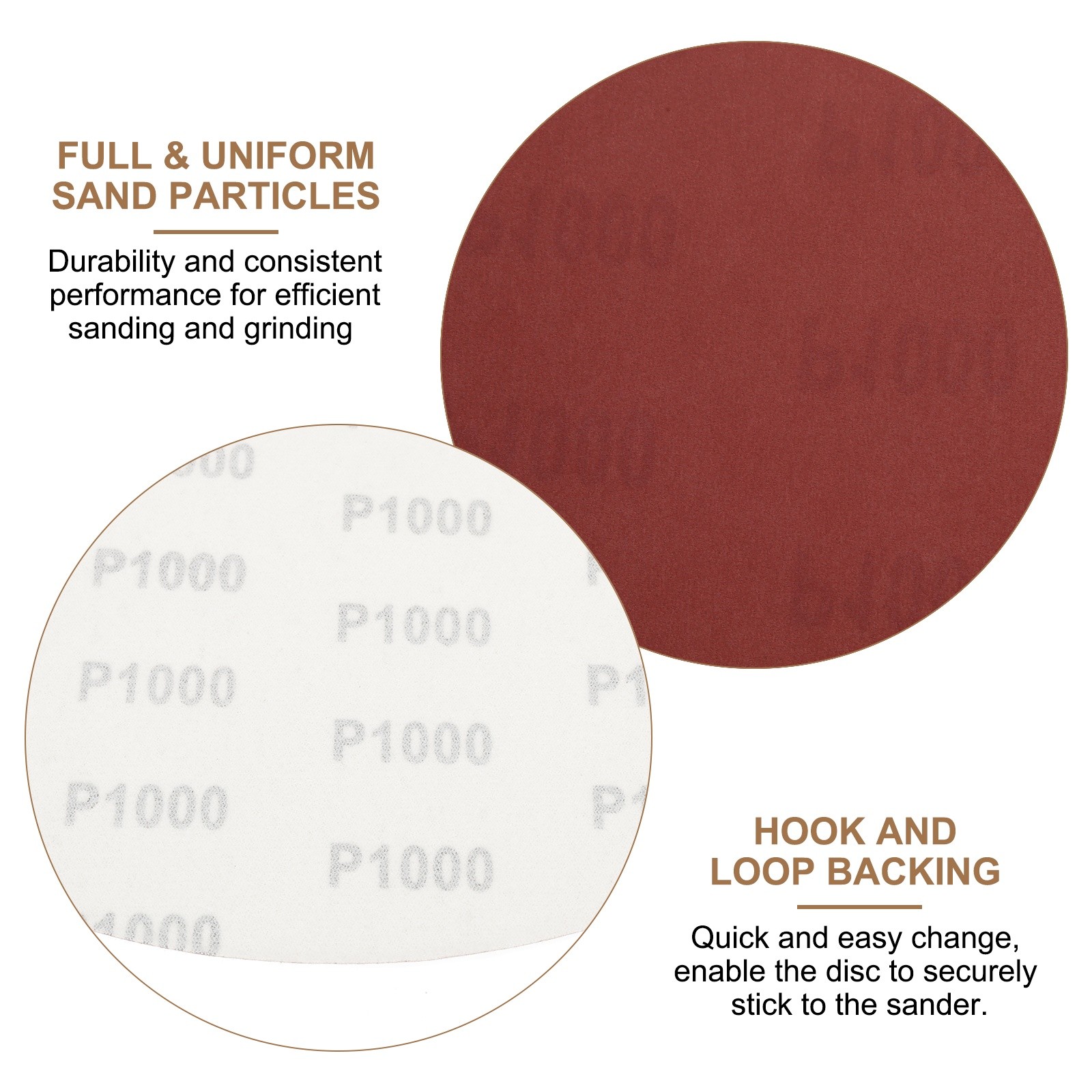 2pcs 10″ Hook and Loop Sanding Discs 1000 Grits Aluminum Oxide Sandpapers
