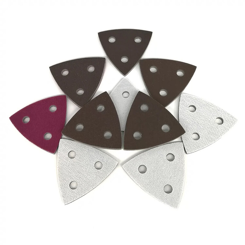 80mm 3 Hole Triangle Sponge Red Sandpaper Wet And Dry Sanding Disc 300-2000 Grit