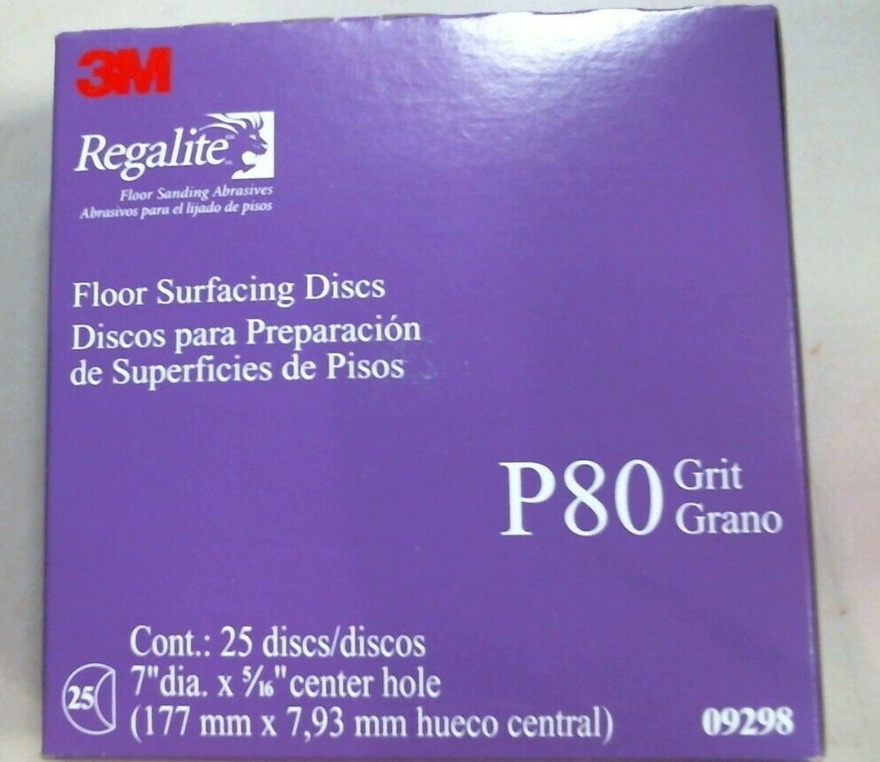 3M Regalite Floor Surfacing Discs, P80 Grit, 25 Discs, 7″ dia. x 5/16″ (09298)FS