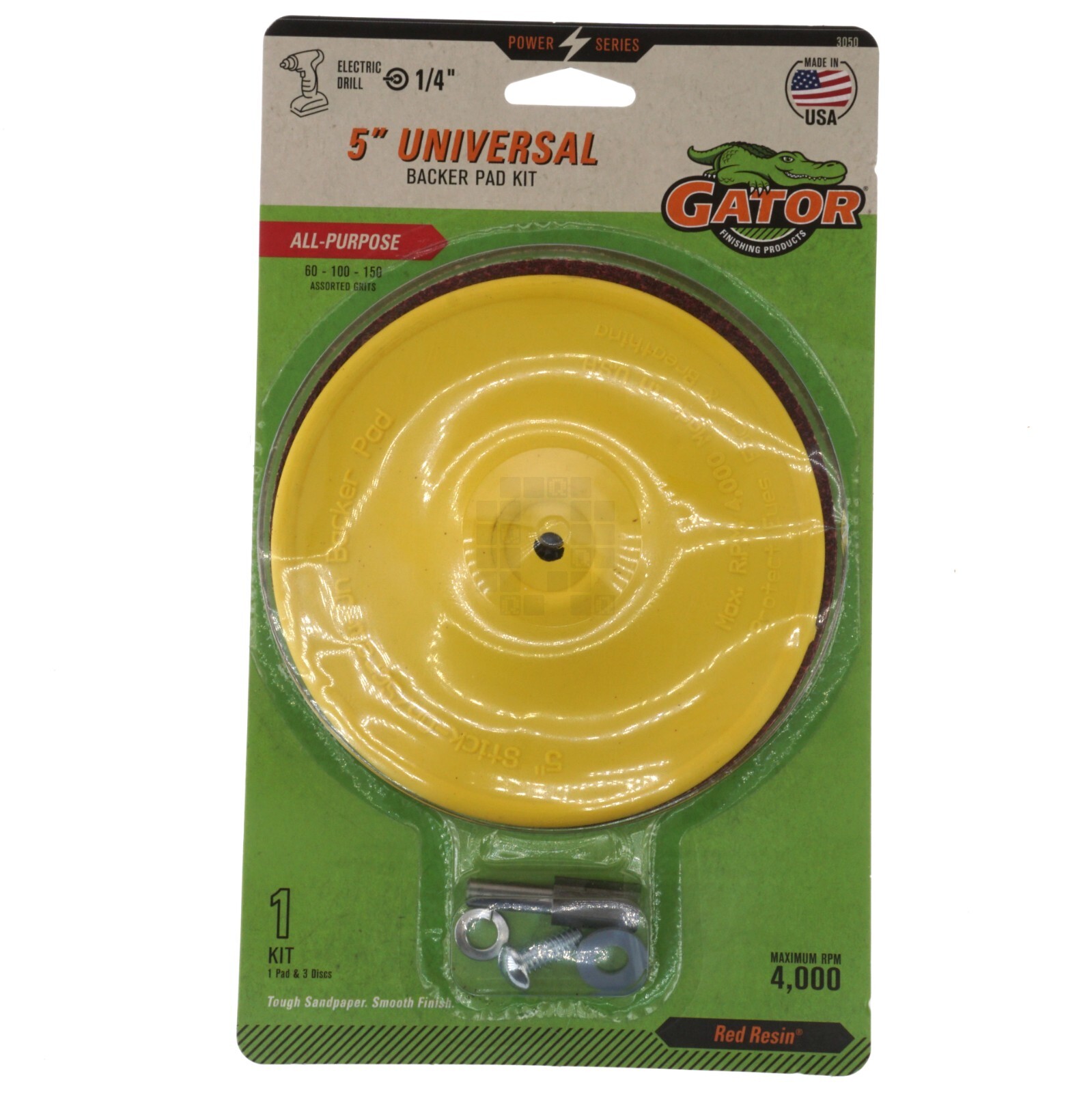 Gator 3050 5″ Universal Backer Pad Kit with 60/100/150 Grit Sandpaper