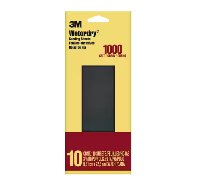 3.7 In. X 9 In. Ultra Fine 1000-Grit Sheet Sandpaper (10-Sheets/Pack)