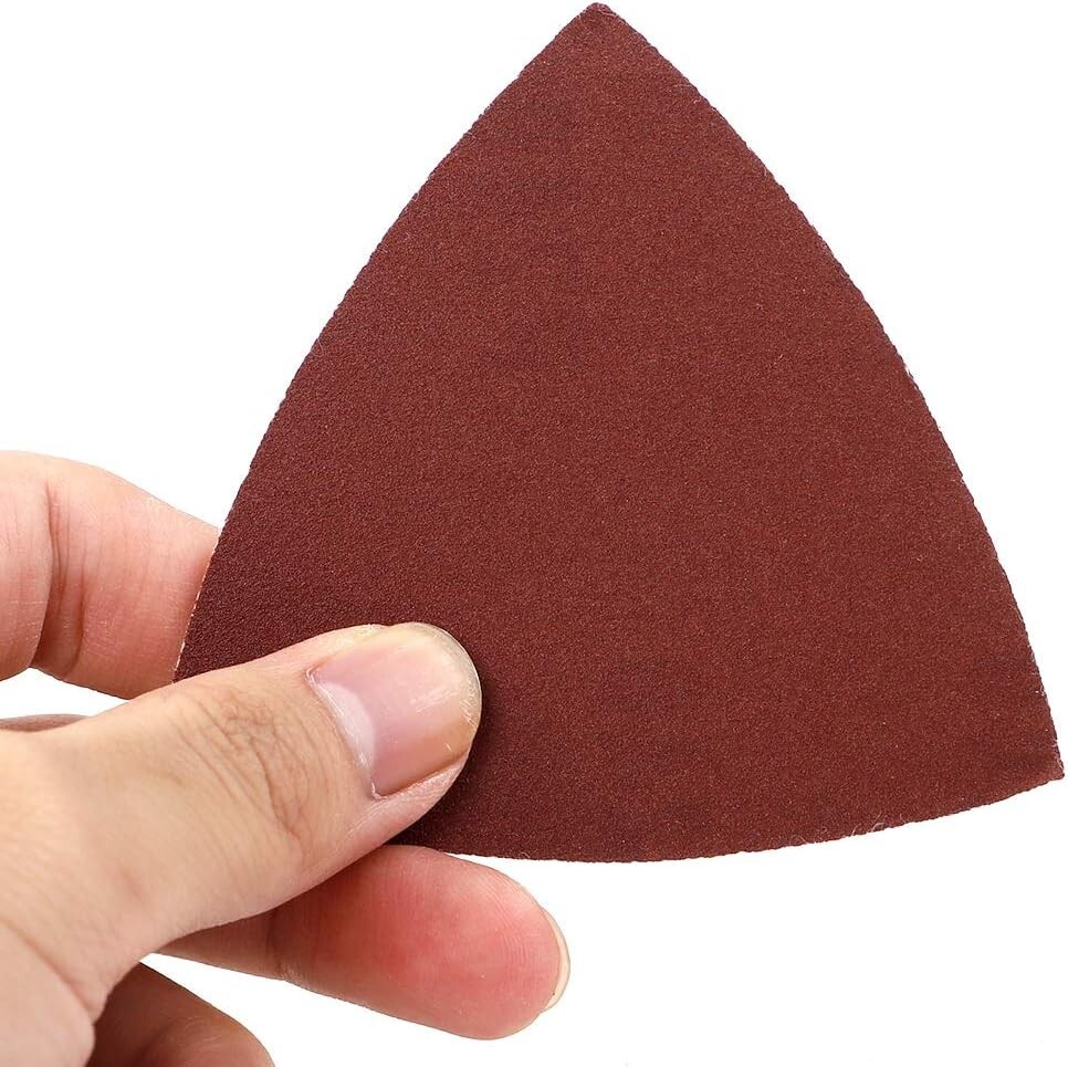 100pcs Triangle Sanding Pads Hook Loop 3-1/8 Inch Multi Tool Sandpaper Set