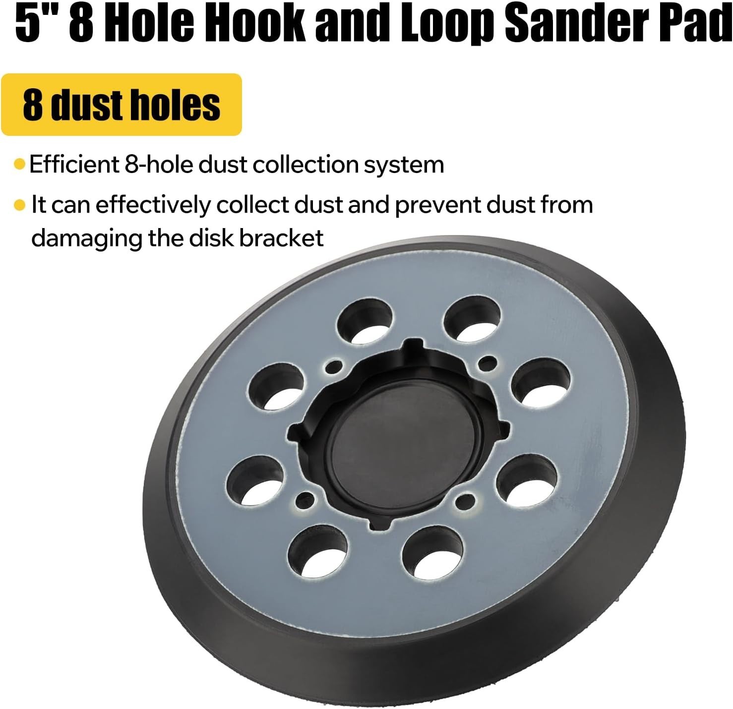 Sander Replacement Pad, 2 Pack, 5″, 8 Hole, 4 Screw Holes