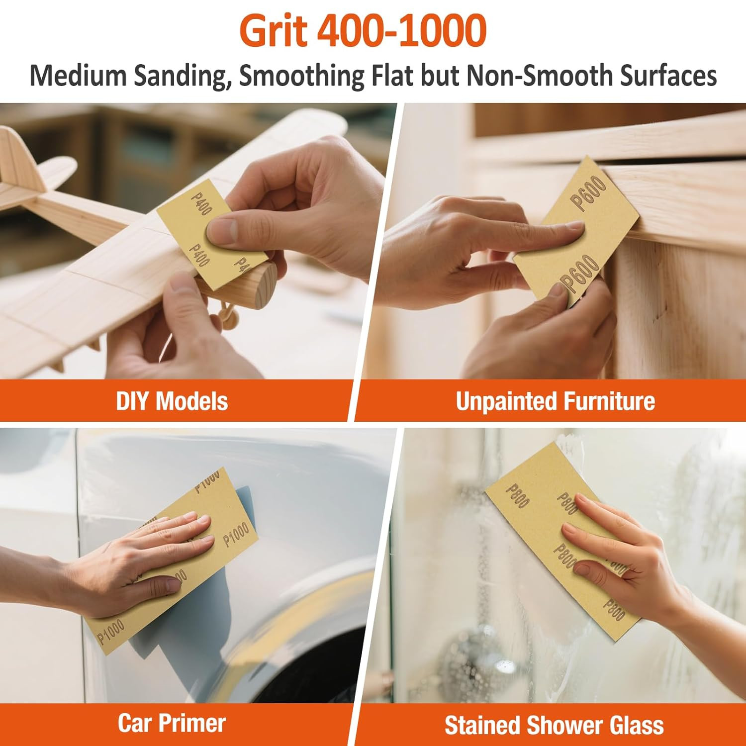52PCS Wet Dry Sandpaper Assortment 120-3000 Grit Sanding Sheets 9×3.6 Inch new
