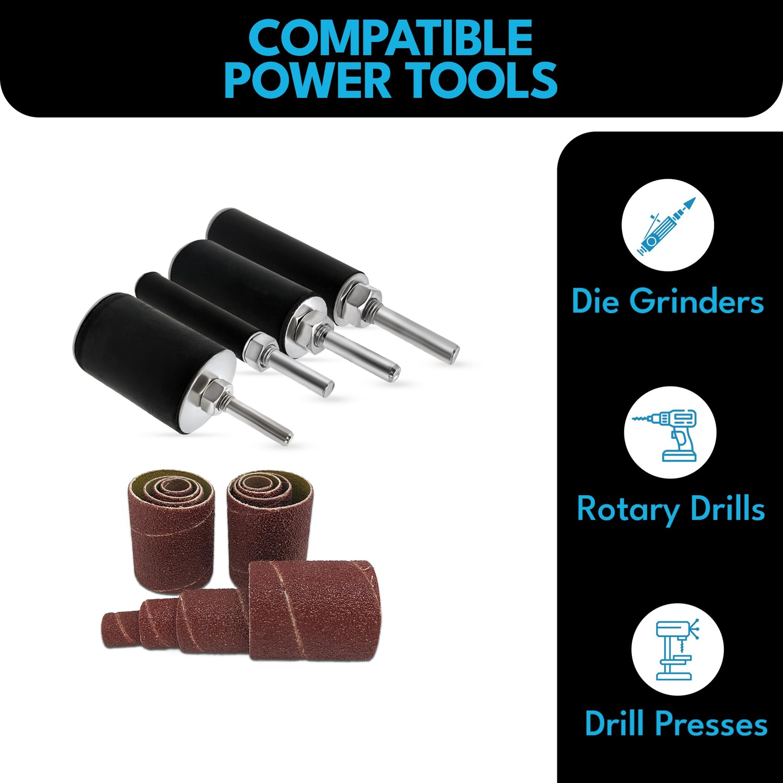 28pk Sanding Drum and Sleeves Set, Spindle Sander Attachment for Drill and Dr…