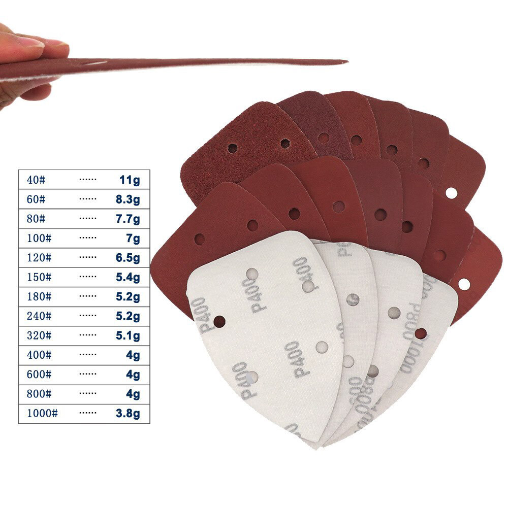 5 Hole Triangular Sanding Pads Hook & Loop Red Sand Paper 40#-2000# 140x140x90mm