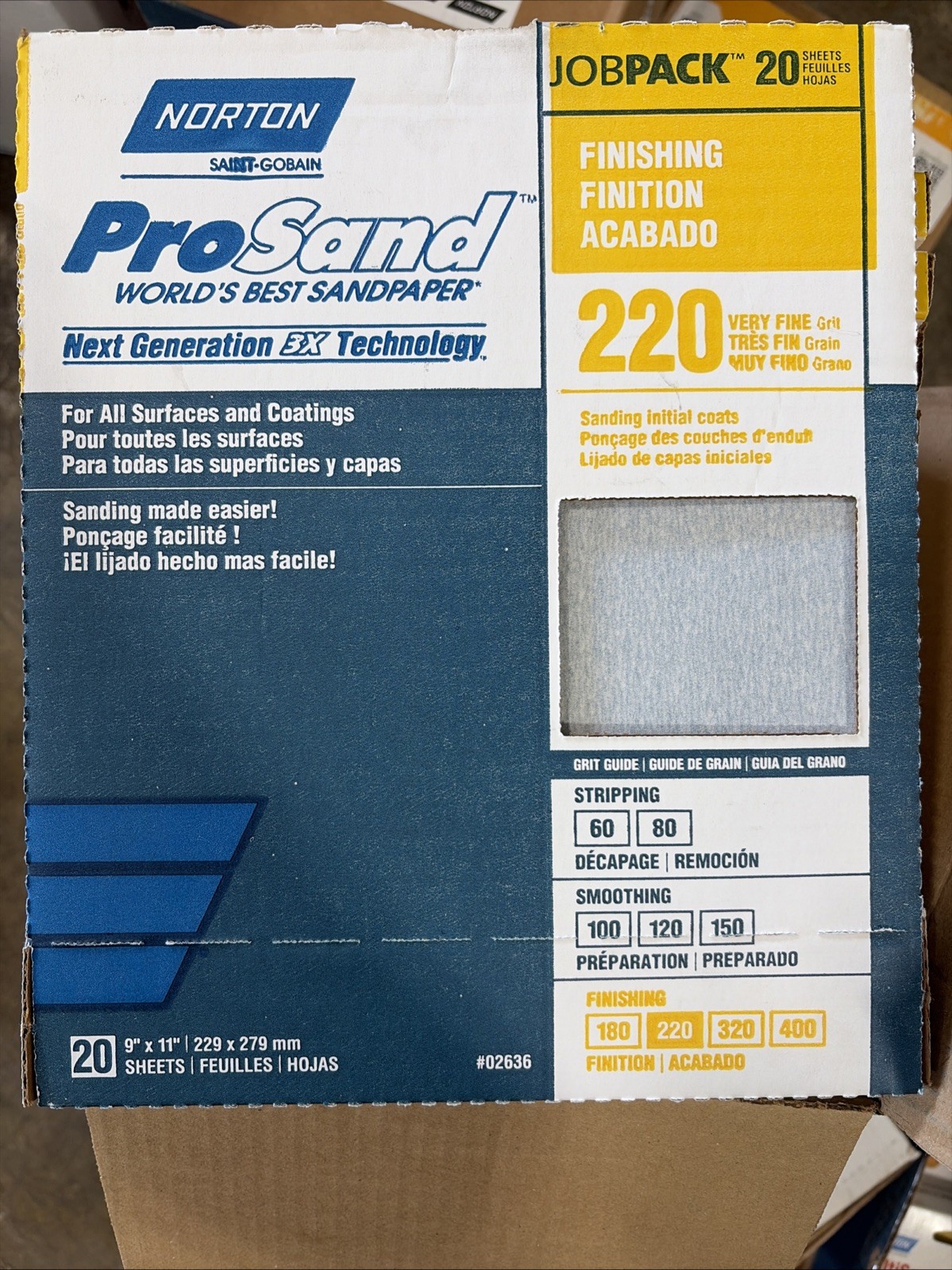 CASE PACK Norton ProSand Finishing 180 Fine Grit 9″ x 11″ 200 Sheets