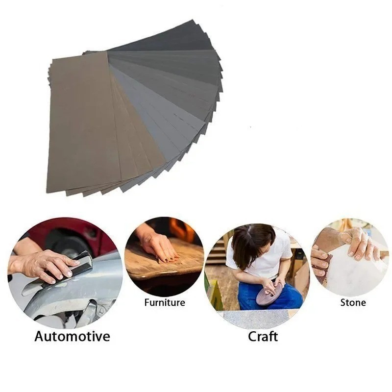 Wet Dry Sandpaper Assorted Grit 1000-7000 Automotive Wood Metal Polishing 15 pcs