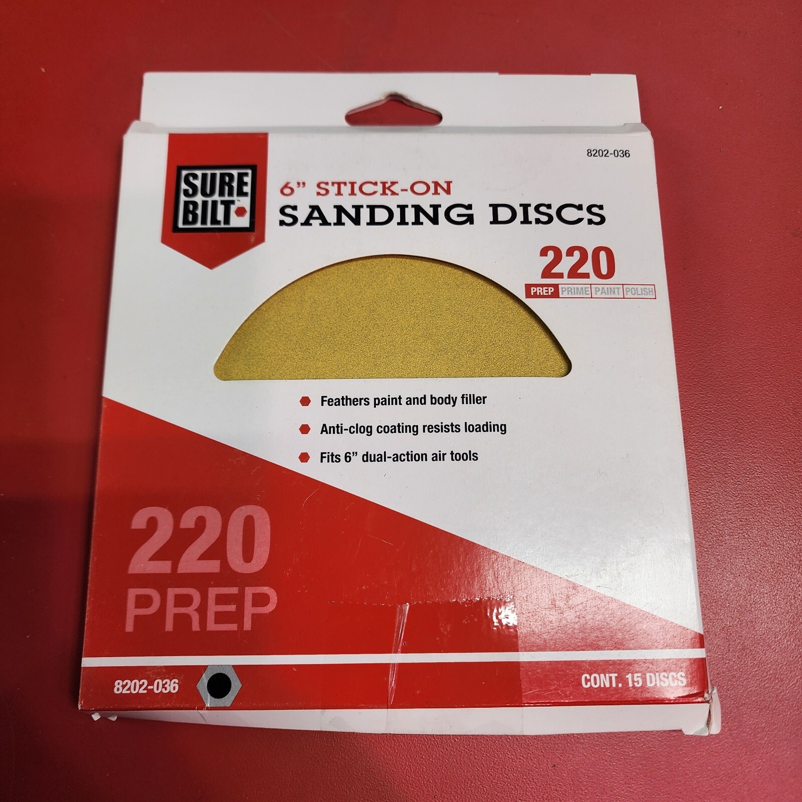 SureBilt 6in Gold Sanding Discs P220 total 75 Pcs (5 Packs of 15 disks)