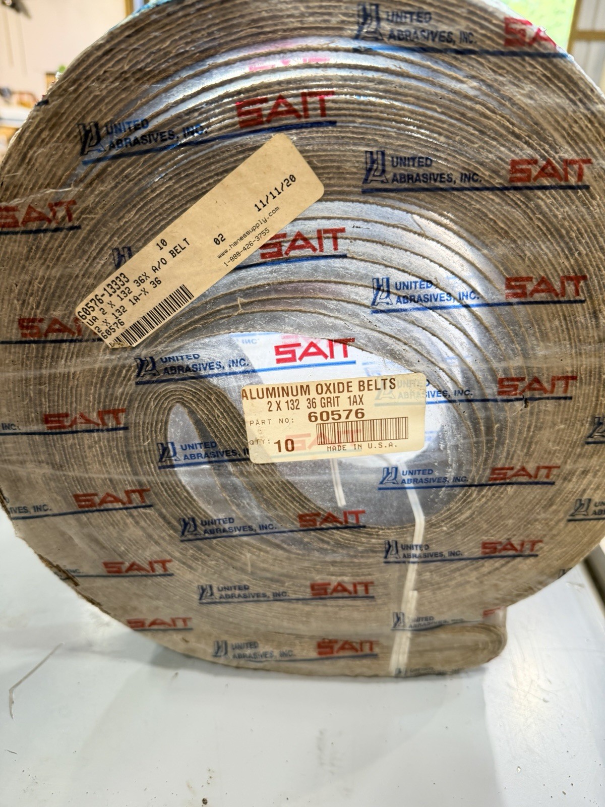 SAIT United Abrasives 60576 Aluminum Oxide Sanding Belts 2×132 36 Grit- 10 Pack